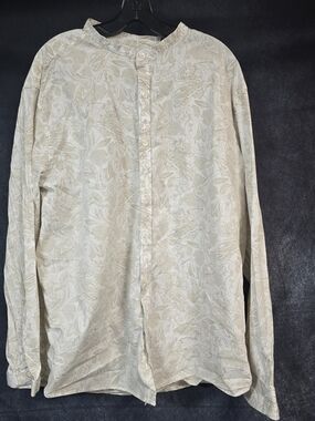 Tasso Elba Beige Paisley Button-Down Shirt